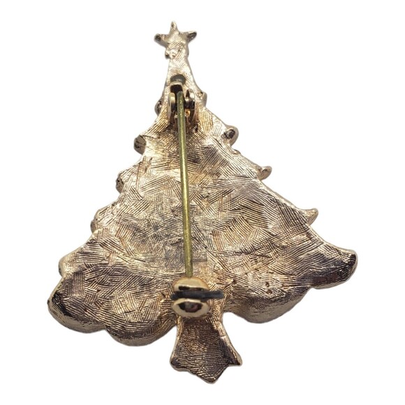 Vintage Goldtone Christmas Tree Enamel Brooch Pin - Picture 3 of 4